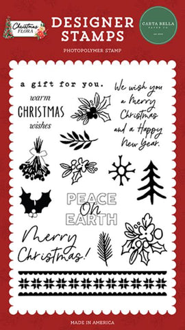 Carta Bella Christmas Flora A Gift For You Designer Stamp Set