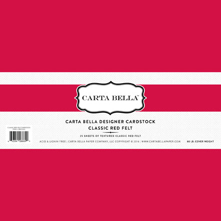Carta Bella Designer Cardstock -  Classic Red Felt