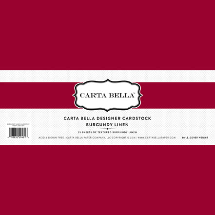 Carta Bella Designer Cardstock - Burgundy Linen