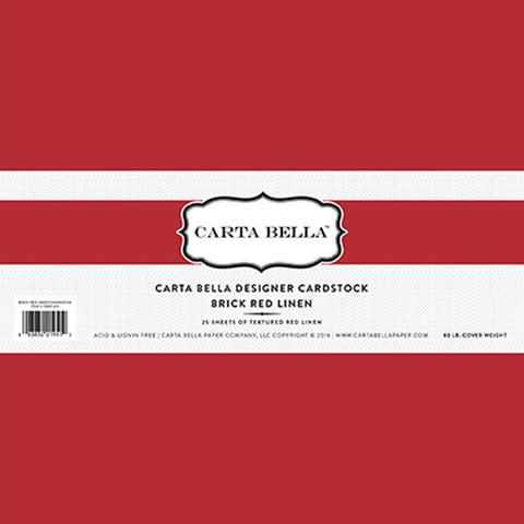 Carta Bella Designer Cardstock -  Brick Red Linen 80lb. Cover