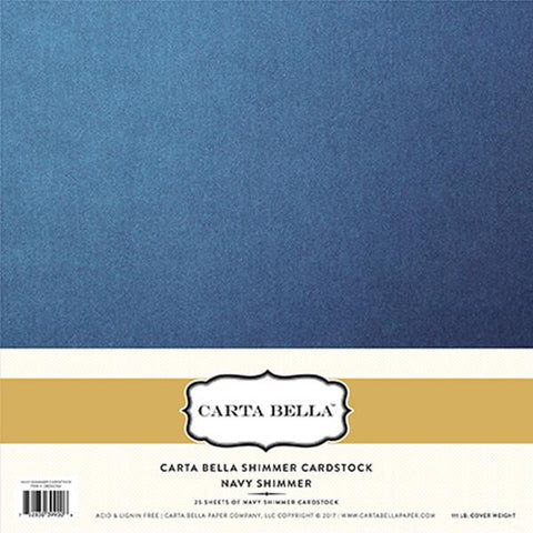 Carta Bella Shimmer Cardstock - Navy - 111lb. Cover