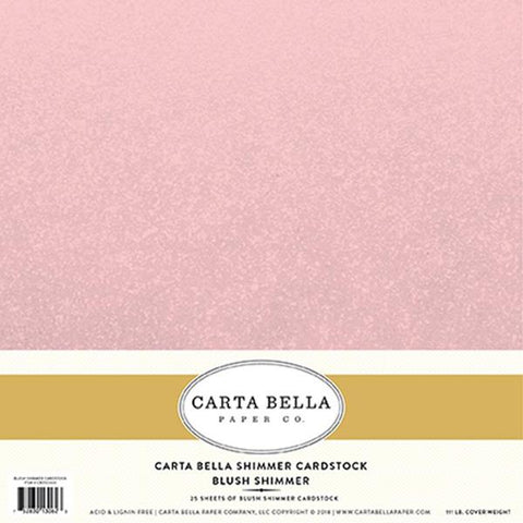 Carta Bella Shimmer Cardstock - Blush - 111lb. Cover