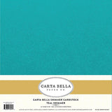 Carta Bella Shimmer Cardstock - Teal - 107lb. Cover