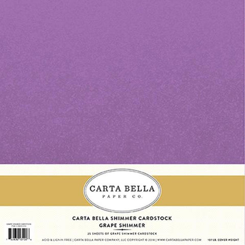 Carta Bella Shimmer Cardstock - Grape - 107lb. Cover