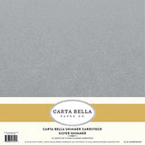 Carta Bella Shimmer Cardstock - Silver - 92lb. Cover