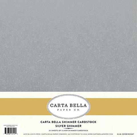 Carta Bella Shimmer Cardstock - Silver - 92lb. Cover