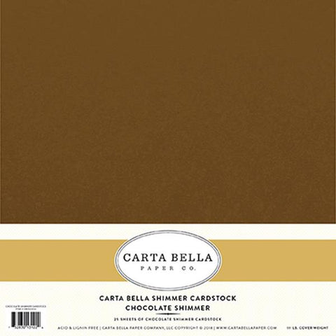 Carta Bella Shimmer Cardstock - Chocolate - 111lb. Cover