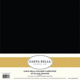 Carta Bella Shimmer Cardstock - Jet Black - 107lb. Cover