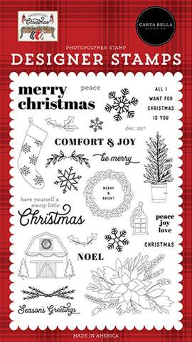 Carta Bella Farmhouse Christmas Peace Love Joy Designer Stamp Set