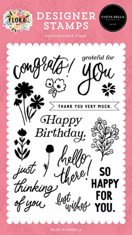 Carta Bella Flora No. 6 Grateful For You Designer Stamp Set