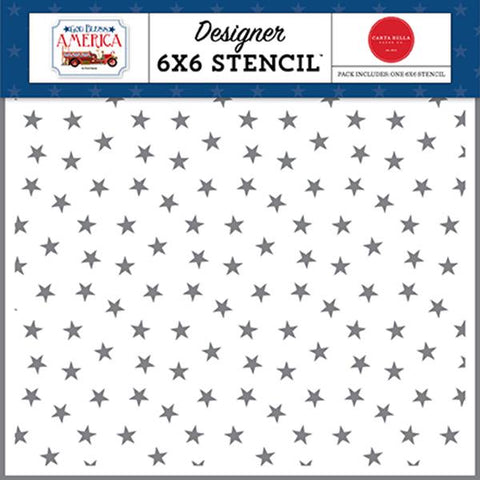 Carta Bella God Bless America Star Spangled Designer 6x6 Stencil