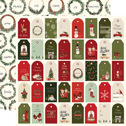 Carta Bella Hello Christmas Holiday Tags Patterned Paper