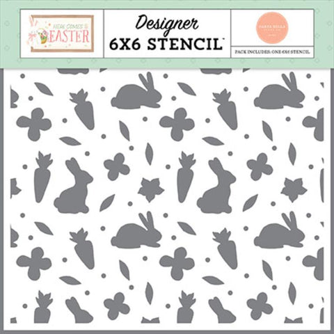 Carta Bella Here Comes Easter Every Bunny Welcome Designer 6x6 Stencil