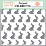 Carta Bella Here Comes Easter Bunny Love Designer 6x6 Stencil