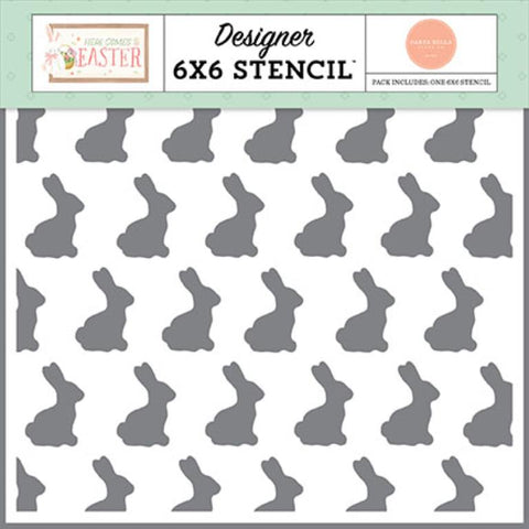 Carta Bella Here Comes Easter Bunny Love Designer 6x6 Stencil