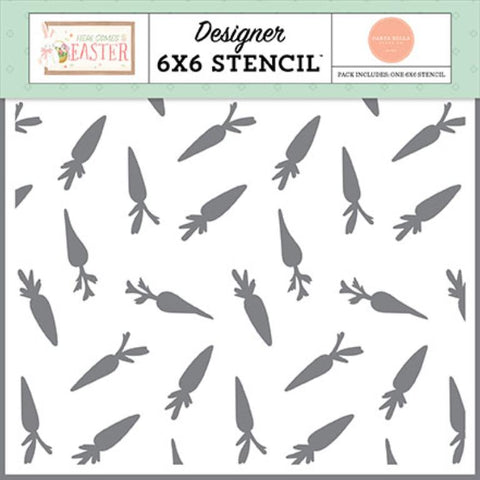 Carta Bella Here Comes Easter Bunny Treats Designer 6x6 Stencil