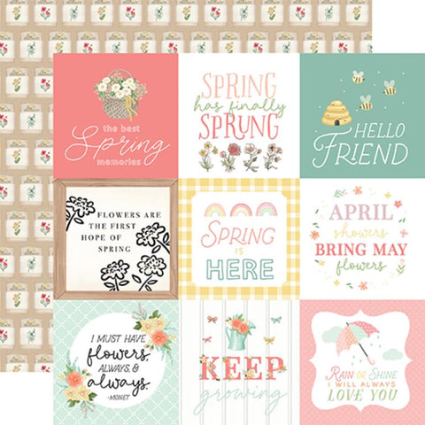 Carta Bella Here Comes Spring 4x4 Journaling Cards Patterned Paper