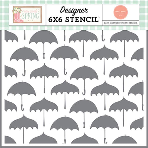 Carta Bella Here Comes Spring Pick Your Umbrella Designer 6x6 Stencil