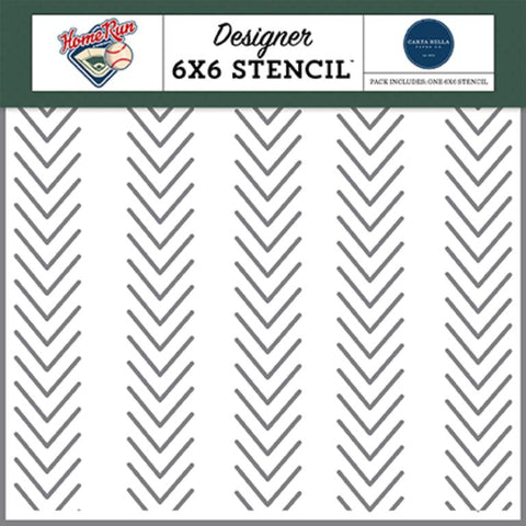 Carta Bella Home Run Baseball Stitches Designer 6x6 Stencil