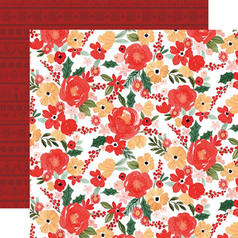 Carta Bella Christmas Flora Joyful Large Floral  Patterned Paper