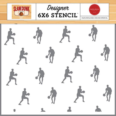 Carta Bella Slam Dunk Basketball Champions Designer 6x6 Stencil