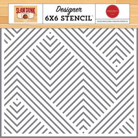 Carta Bella Slam Dunk Defensive Diagonals Designer 6x6 Stencil