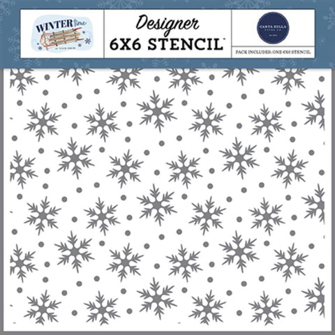 Carta Bella Wintertime Bundle Up Snow Designer 6x6 Stencil