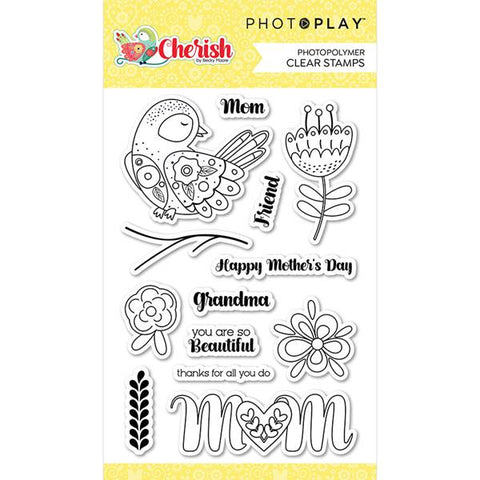 Photoplay Paper Cherish 4"x6" Clear Stamp Set