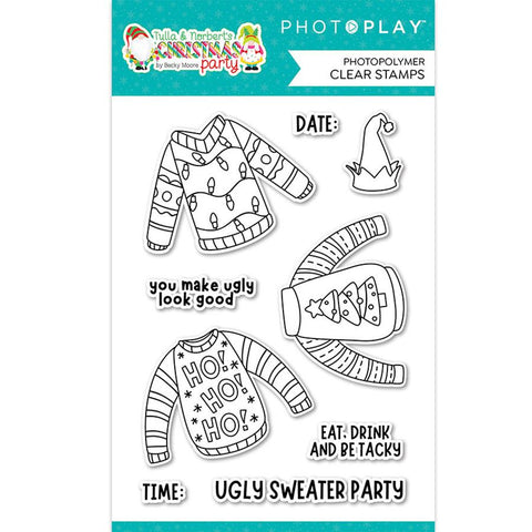 Photoplay Paper Tulla & Norbert's Christmas Party 4"x6" UGLY Sweater  Stamp Set