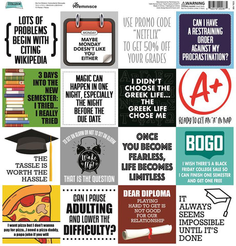 Reminisce College Life 12x12 Custom Sticker Sheet