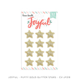 Cocoa Vanilla Studio Joyful Gold Glitter Puffy Heart Embellishments