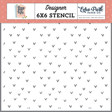 Echo Park Day In The Life No. 2 Tiny Hearts Designer 6x6 Stencil