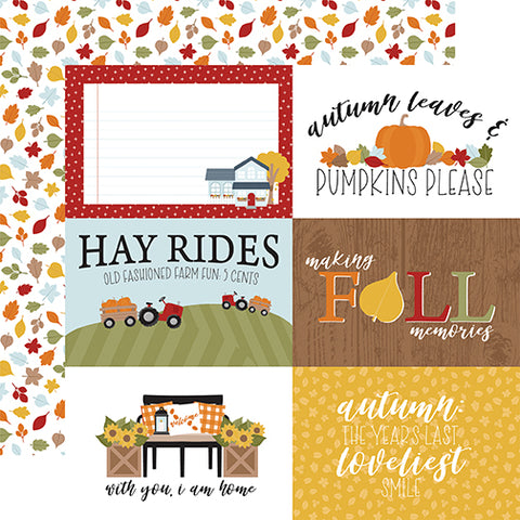 Echo Park Fall Fever 6x4 Journaling Cards 12x12 Patterned Paper