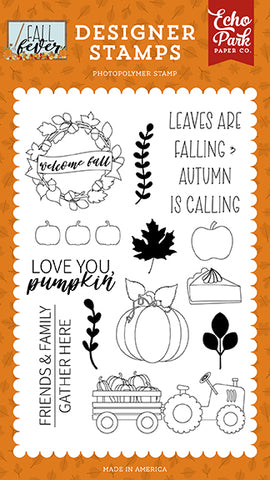 Echo Park Fall Fever Love You Pumpkin Designer Stamp Set