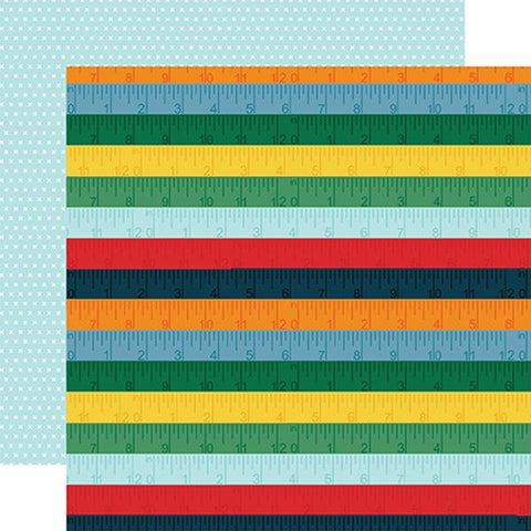 Echo Park First Day Of School Ruler Rainbow Patterned Paper