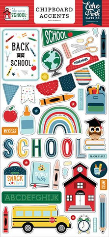 Echo Park First Day Of School 6x13 Chipboard Accent Embellishments