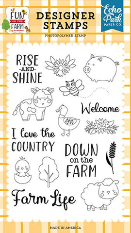 Echo Park Fun On The Farm Rise And Shine Designer Stamp Set
