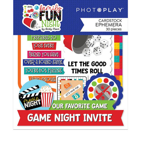 Photoplay Paper Family Fun Night Ephemera Die Cut Embellishments