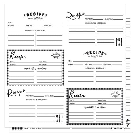 PhotoPlay Paper Fresh Picked 2 12x12 B/W Recipe Card Patterned Paper