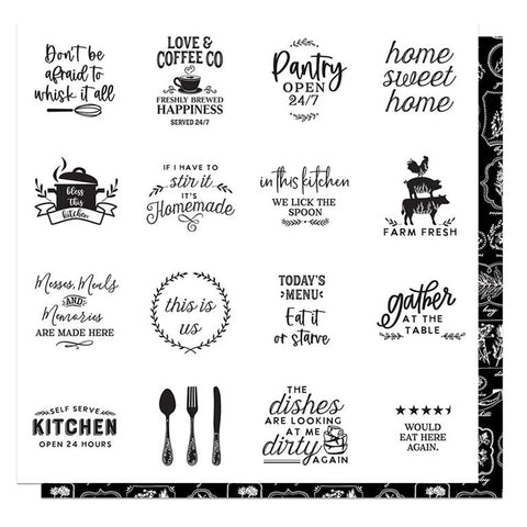 Photoplay Paper Fresh Picked 2 3x3 B/W Cooking Sign Cards Patterned Paper