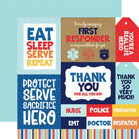 Echo Park First Responder Multi Journaling Cards 12x12 Patterned Paper