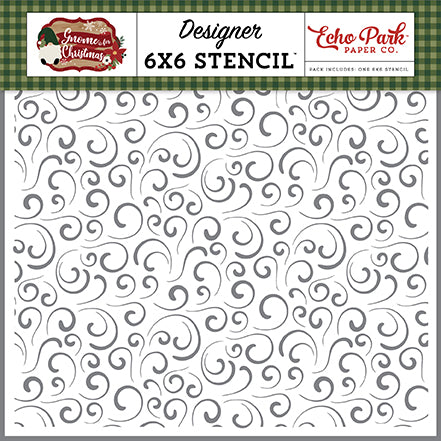 Echo Park Gnome For Christmas Snowy Swirls Designer 6x6 Stencil