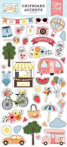 Echo Park Here Comes The Sun 6x13 Chipboard Accent Embellishments