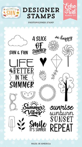 Echo Park Here Comes The Sun Sun And Fun Designer Stamp Set