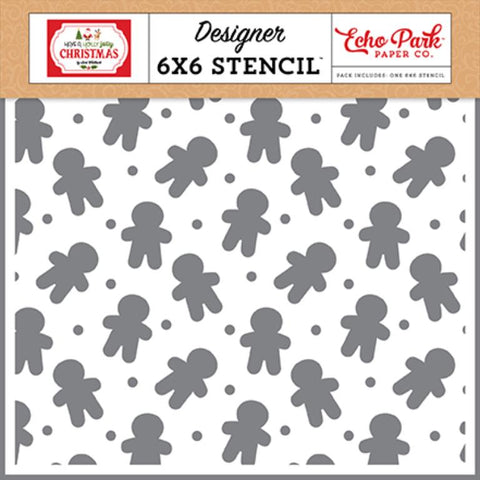 Echo Park Have A Holly Jolly Christmas Gingerbread Bakery  Designer 6x6 Stencil