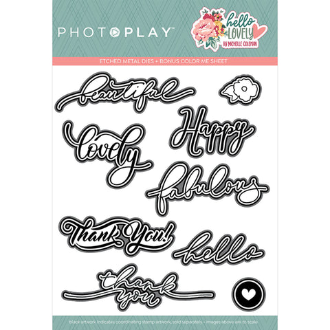 PhotoPlay Paper Hello Lovely Etched Metal Die Set