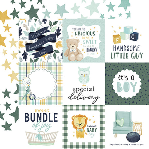 Echo Park It's A Boy 4x4 Journaling Cards Patterned Paper