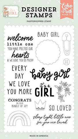 Echo Park It's A Girl Baby Girl Designer Stamp Set
