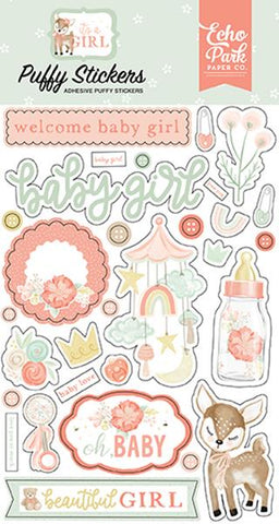 Echo Park It's A Girl Puffy Sticker Embellishments