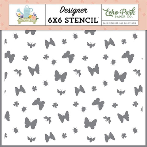 Echo Park It's Spring Time Bugs And Things Designer 6x6 Stencil